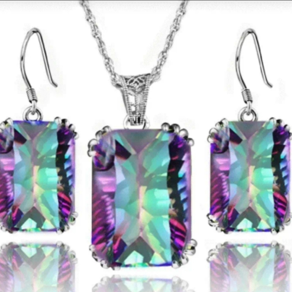 Multicolored Crystal jewelry set rectangular jewelry